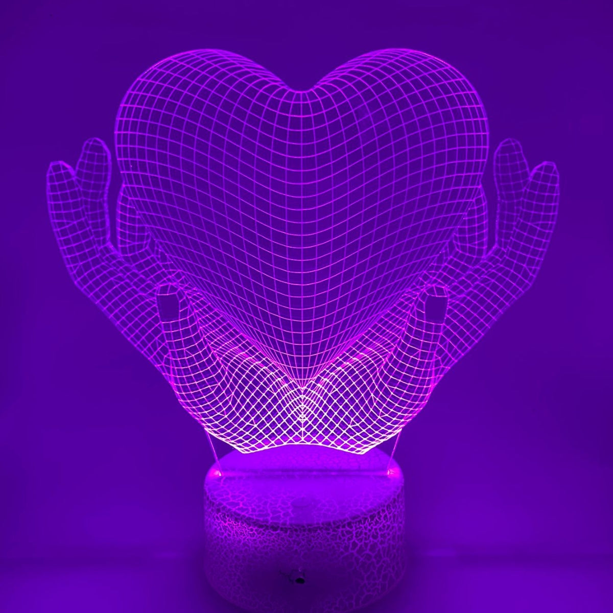 3D LED LAMP - LOVE HANDS MET HART