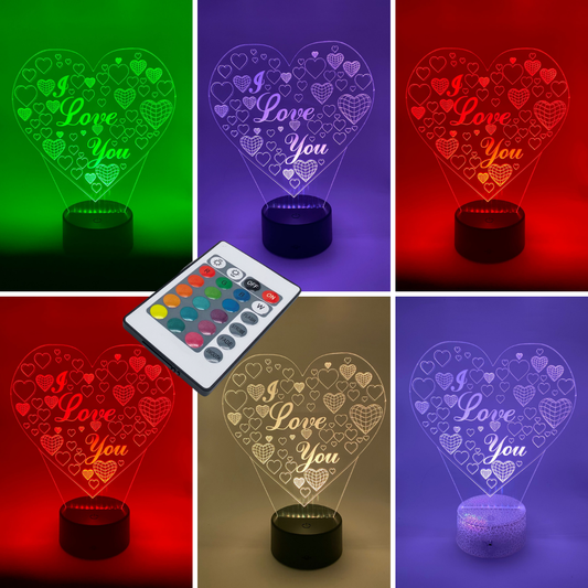 Romantische 3D I Love You lamp, perfect om cadeau te geven.
