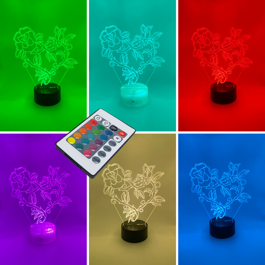 3D hart lamp met verschillende lampvoeten, voor elke interieurstijl.