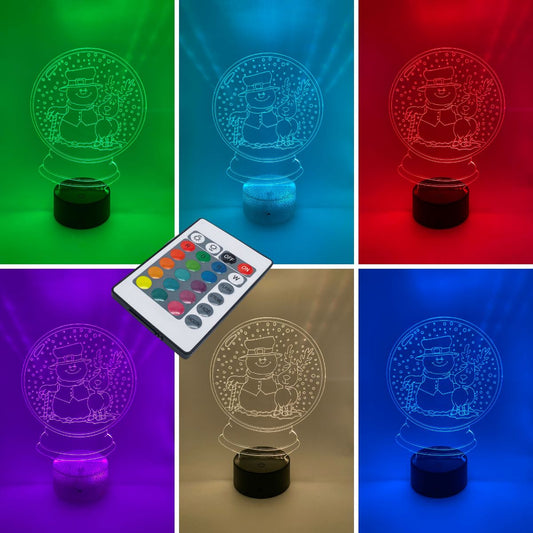 3D LED-lamp sneeuwpop in bol β Kleurverstelbaar nachtlampje, perfect als kerstcadeau