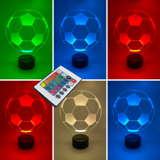 3D LED lamp voetbal, verstelbare kleuren en meerdere voetopties, leuk als cadeau voor voetbalfans