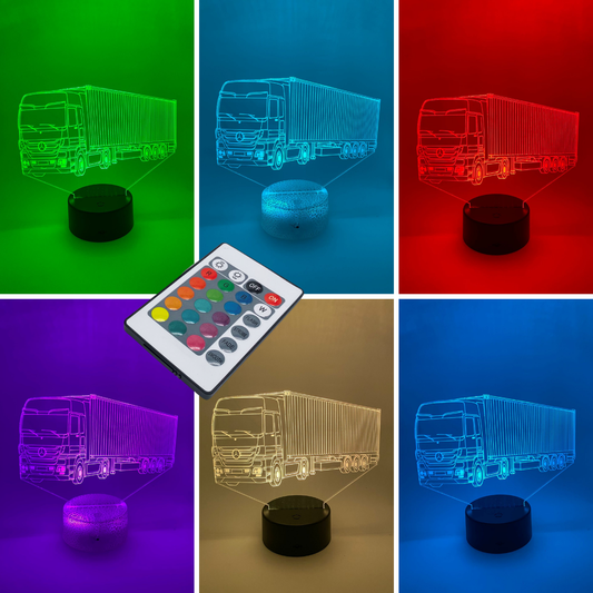 Vrachtwagen 3D lamp met hart – RGB kleurverlichting verstelbaar