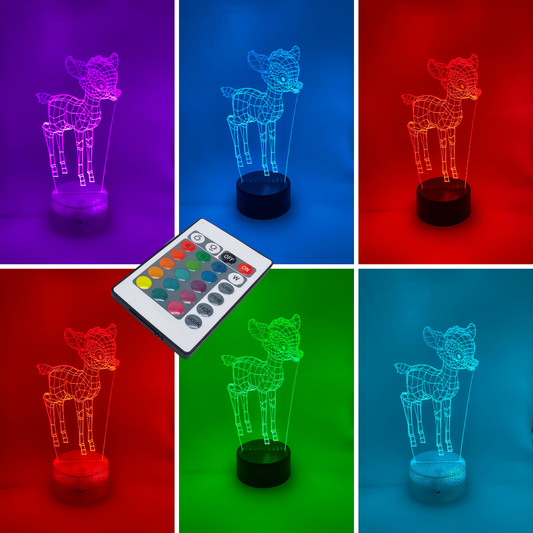 Kleurrijke RGB 3D lamp hertje met afstandsbediening
