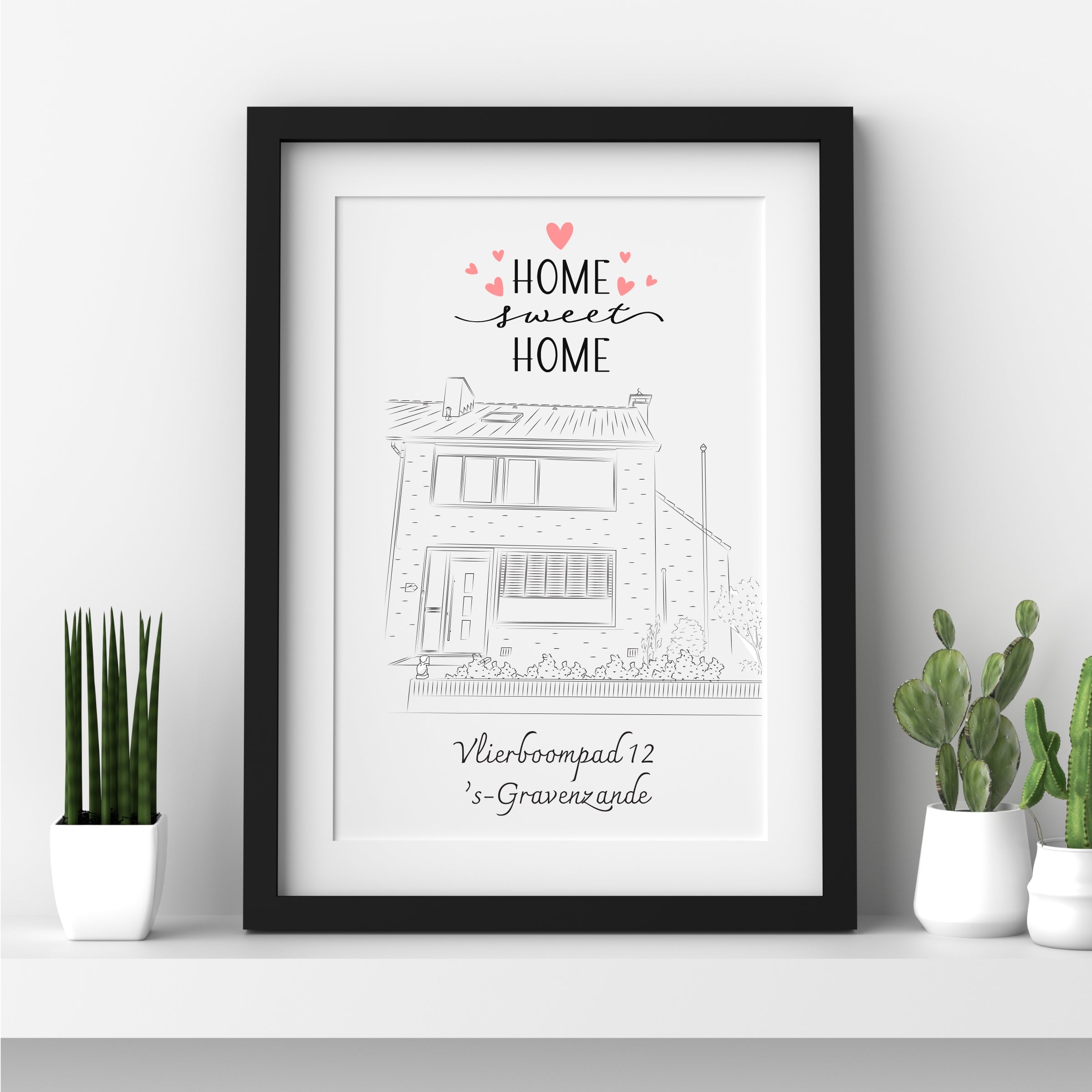 Lijntekening van je huis - gepersonaliseerd cadeau
