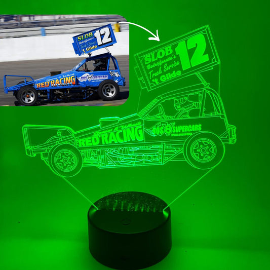 3D LED lamp met eigen race auto of stockcar ontwerp