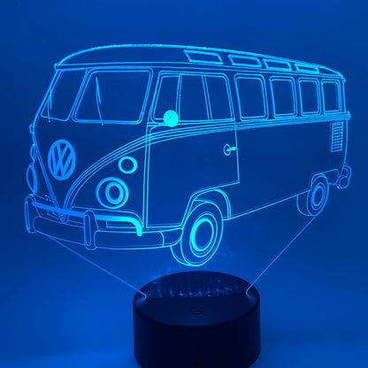 Gepersonaliseerde 3D LED lamp, autobus met naam