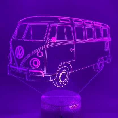 Persoonlijke 3D LED lamp autobus met naam graveren.