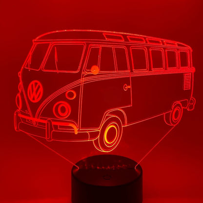 Volkswagen bus 3D LED lamp, ideaal voor VW-fans.