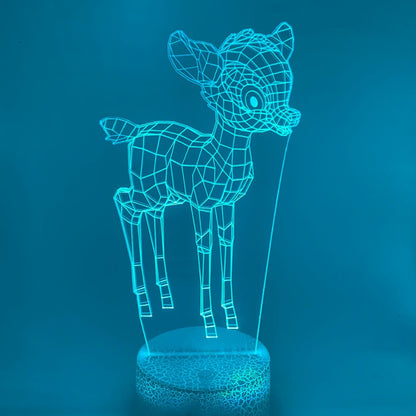 3D LED lamp hertje personaliseerbaar met naam en kleur