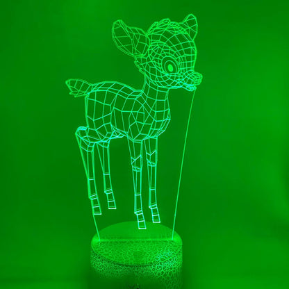 Hertje lamp 3D in verschillende kleuren instelbaar