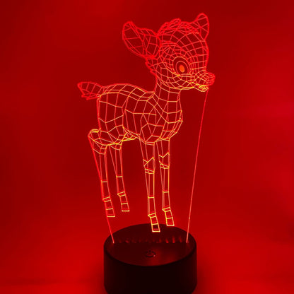 Hertje 3D LED lamp op ronde voet
