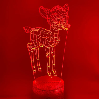 3D lamp hertje met aanpasbare kleur en helderheid