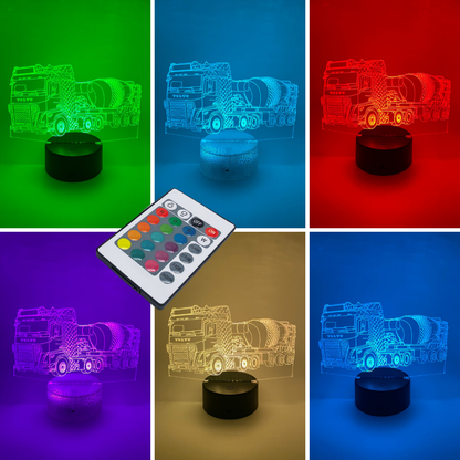 3D LED lamp betonwagen RGB – cadeau voor vrachtwagenliefhebbers