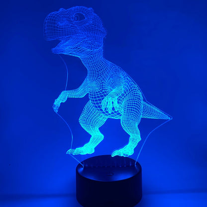 Gepersonaliseerde dinosaurus nachtlamp – 3D LED met naamgravure optie