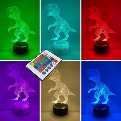 3D LED lamp dino in lijntekening stijl – decoratieve nachtlamp voor kinderen