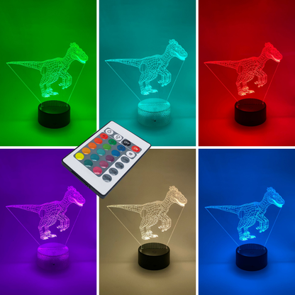 3D LED Velociraptor lamp in lijntekening stijl – moderne nachtlamp voor kinderen