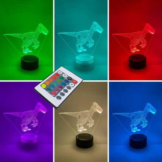 3D LED LAMP - DINOSAURUS - VELOCIRAPTOR