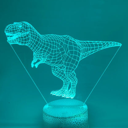 T-Rex nachtlamp 3D LED – verschillende lampvoeten en kleurinstellingen