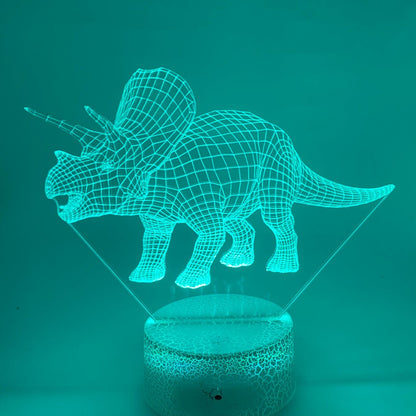 Gepersonaliseerde Triciraptor 3D lamp, naam toevoegen voor uniek dinosauruscadeau