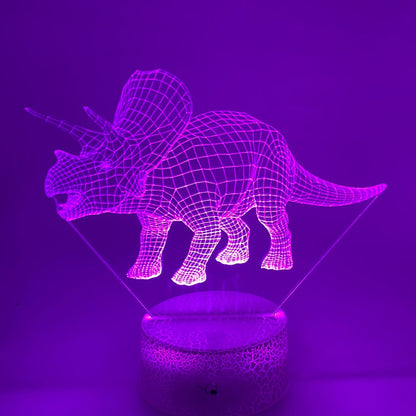 Triciraptor 3D LED lamp met verschillende lampvoeten, stijlvol in woonkamer of slaapkamer