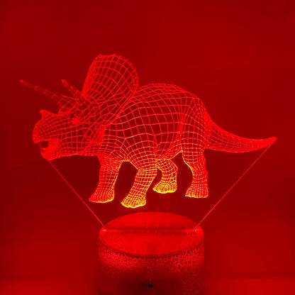 Personaliseerbare 3D Triciraptor lamp met naam, origineel cadeau voor jarigen