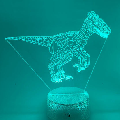 Velociraptor nachtlamp 3D LED – verschillende lampvoeten en kleurinstellingen