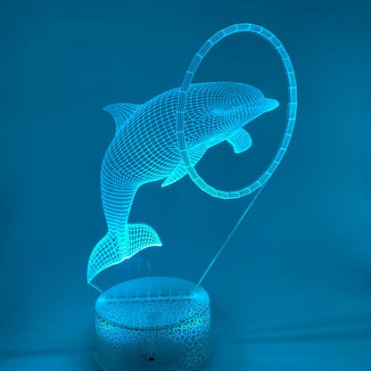 3D LED lamp dolfijnen in ring – Met keuze uit verschillende lampvoeten en kleurrijke verlichting