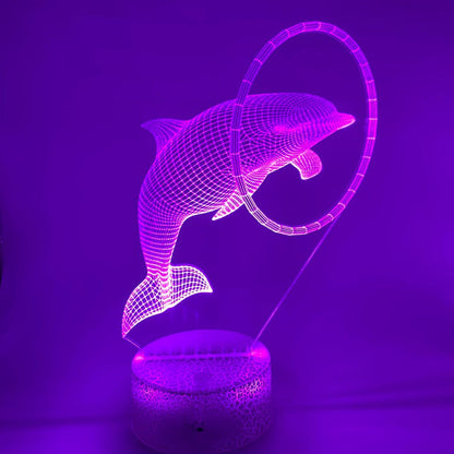 Dolfijnen LED 3D nachtlamp in ring – Sfeervolle LED-verlichting