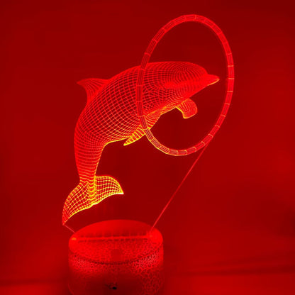 3D LED lamp dolfijnen in ring – Kleurveranderend lampje, ideaal voor woonkamer of kinderkamer