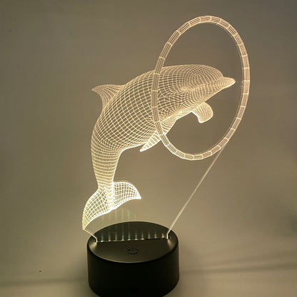 LED-3D dolfijnen in ring lamp – Origineel cadeau voor liefhebbers van zee en dieren