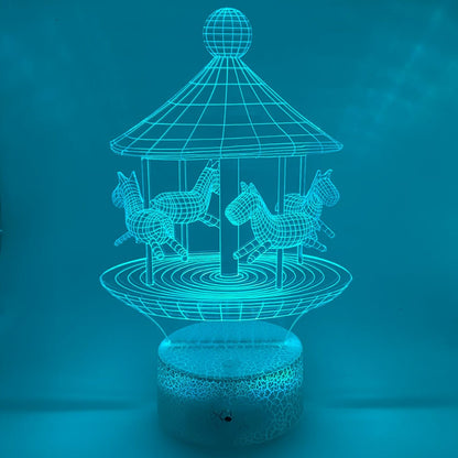 3D LED lamp draaimolen, decoratieve lamp met verstelbare kleuren en speelse uitstraling