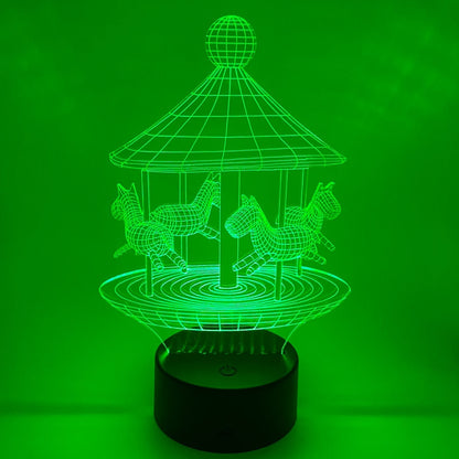 Origineel cadeau: 3D LED lamp draaimolen, verschillende lampvoeten en kleuren instelbaar