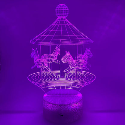 Draaimolen LED lamp 3D, decoratieve lamp met instelbare RGB-kleuren en vrolijke uitstraling