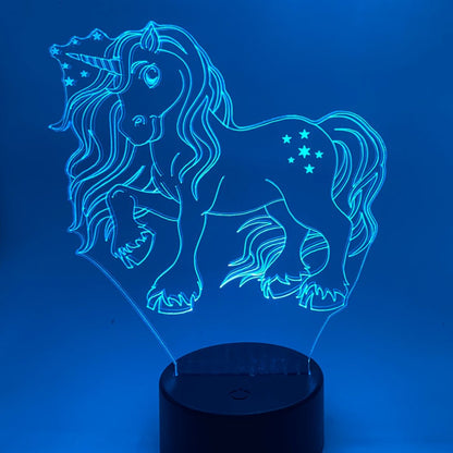RGB Eenhoorn 01 lamp – 3D LED met verstelbare kleuren, ideaal als cadeau
