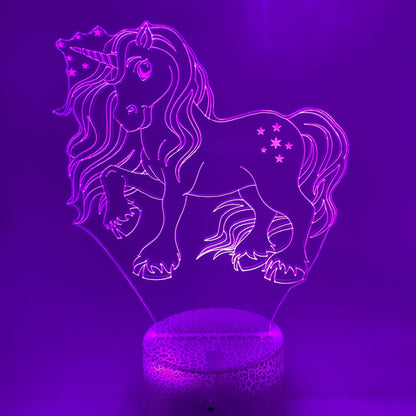 lijntekening Eenhoorn 01 LED lamp – gepersonaliseerd met naam