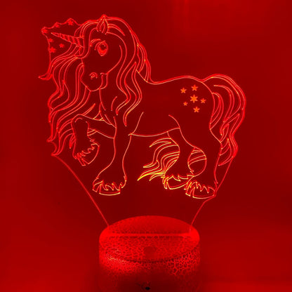 3D LED Eenhoorn 01 lamp – sfeervolle verlichting in meerdere kleuren, RGB-opties