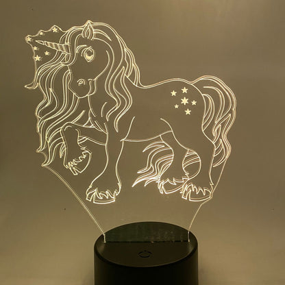 Persoonlijke 3D LED Eenhoorn 01 – te graveren met naam, leuk cadeau voor kinderen