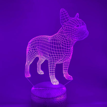 Franse Bulldog LED 3D nachtlamp – Sfeervol licht, ideaal voor woonkamer of kantoor