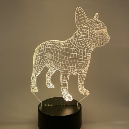 LED-3D Franse Bulldog lamp – Origineel cadeau voor hondenliefhebbers, verstelbaar in kleuren