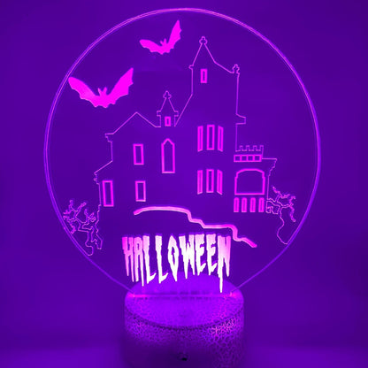 Origineel cadeau: 3D LED lamp Halloweenhuisje, verschillende lampvoeten en kleuren instelbaar