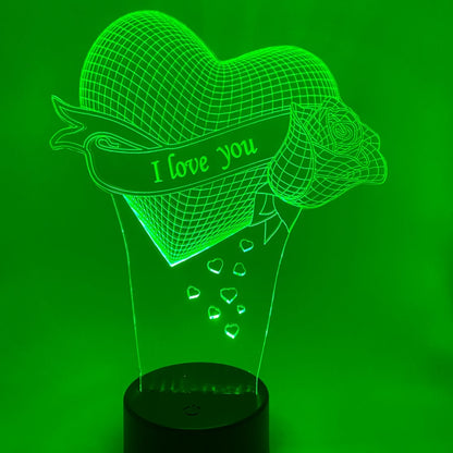 Sfeervolle 3D lamp Hart van Lint – warm licht, liefdevol design, keuze uit verschillende voetstijlen.