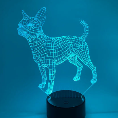 Lijntekening Chihuahua LED lamp 3D, sfeerverlichting met meerdere kleuren, leuk om te geven of te krijgen