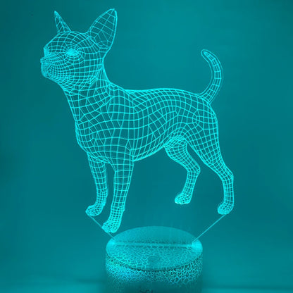3D LED lamp Chihuahua met aanraakbediening, kleuren verstelbaar, geschikt als origineel cadeau voor hondenfans