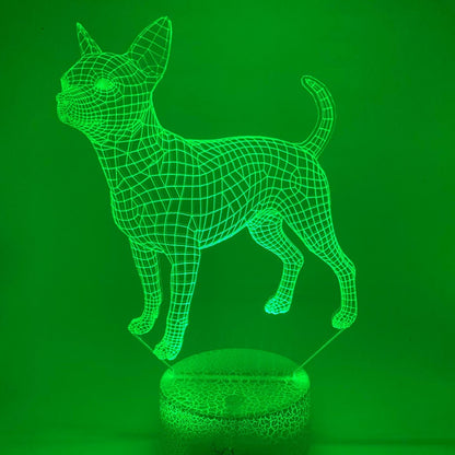 3D Led Lamp - Chihuahua - leuke lamp voor de hondenliefhebber
