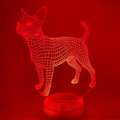 Sfeervolle 3D LED Chihuahua lamp, kleuren instelbaar, origineel cadeau voor kinderen en volwassenen