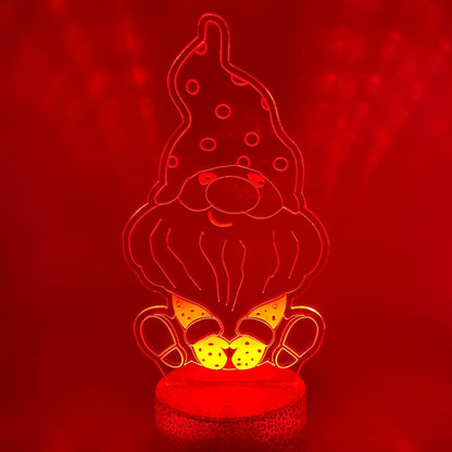 3D LED lamp kabouter, strakke lijntekening, decoratie voor kinderen en volwassenen