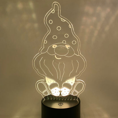 Kabouter 3D LED lamp in lijntekening stijl, sfeervolle decoratie voor kinderkamer of woonkamer
