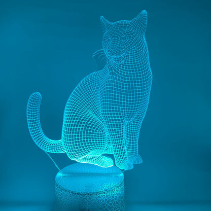 3D LED lamp kat - strakke lijntekening voor de echte kattenfan