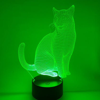 3D LED lamp kat op acryl met lampvoet