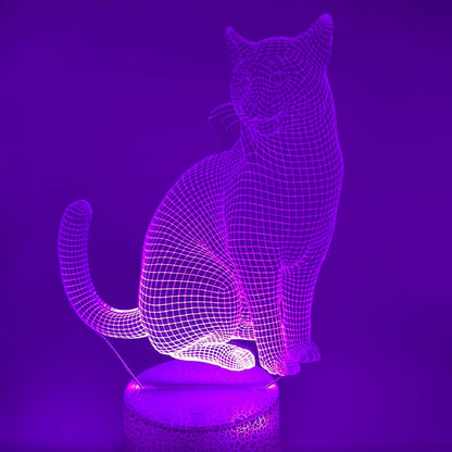 RGB 3D LED kattenlamp met kleurwissel – perfect als cadeau voor kattenliefhebbers.